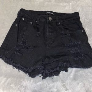 Almost famous black ripped jean shorts